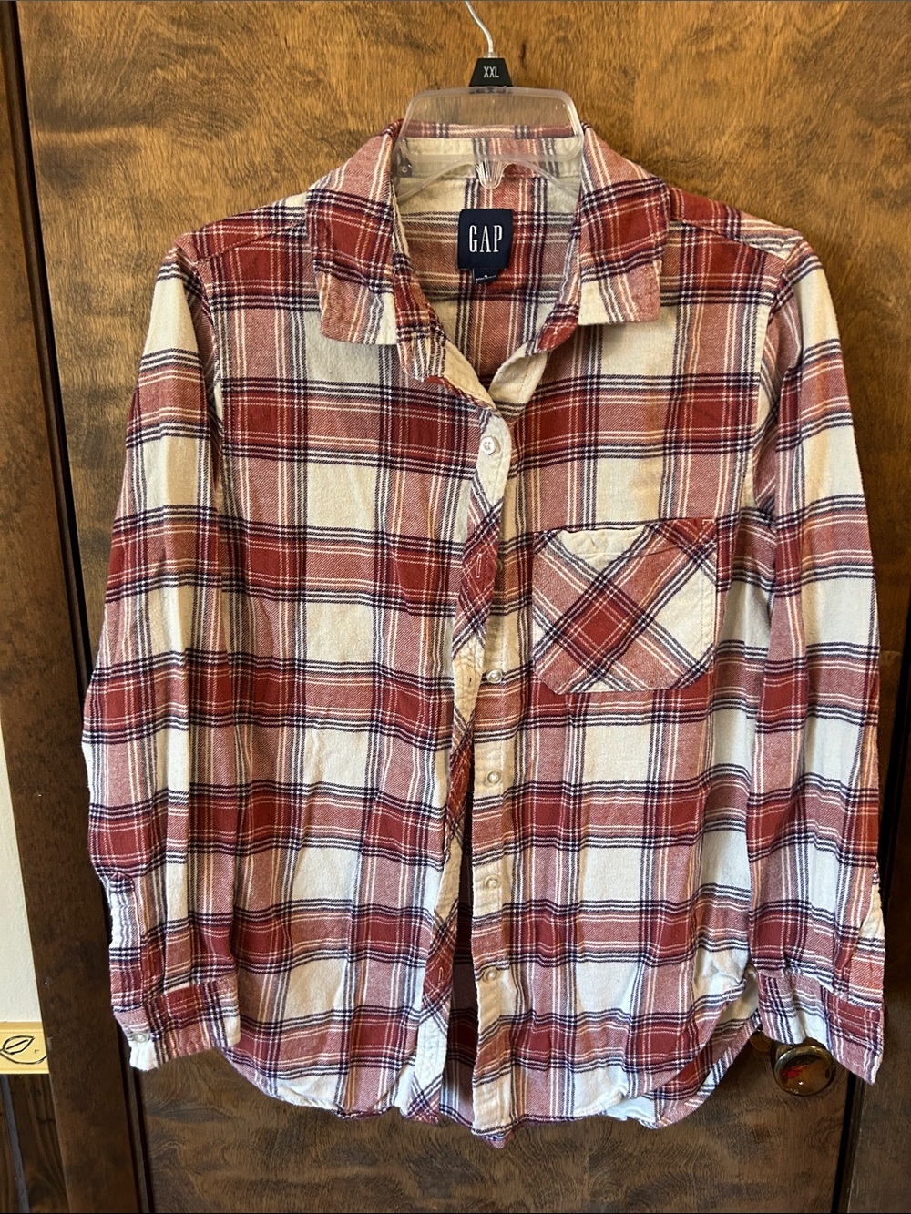 GAP Red and Cream Plaid Button-Down Shirt